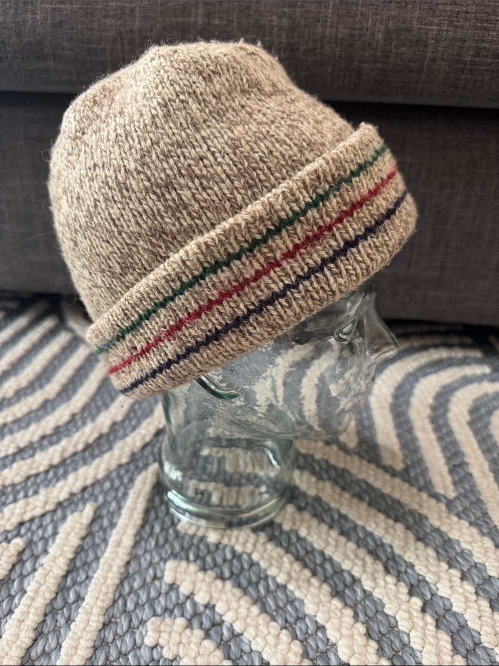 Vintage USA Rag Wool Ski Beanie Striped Wool Watch Cap